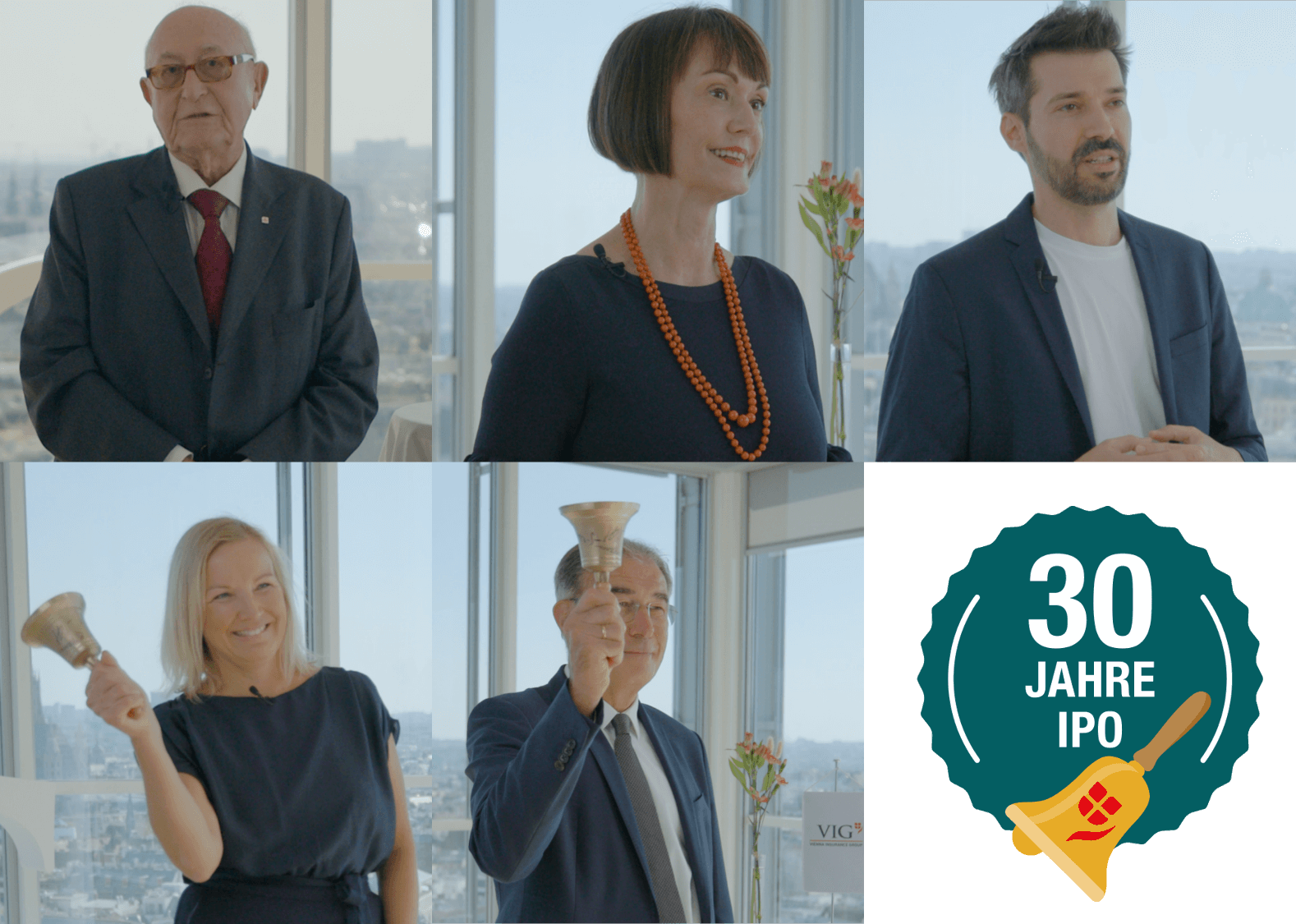 Collage bestehend aus fünf Personen: Günter Geyer (Wiener Städtische Versicherungsverein), Edith Franc (Wiener Börse), Martin Sagmüller (nexxar), Elis Karner (CIRA) und Fritz Mostböck (Erste Group)