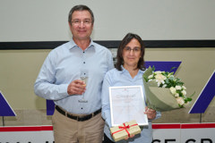 CEO of the Hungarian company Alfa Péter Zatykó together with the winner at the award ceremony