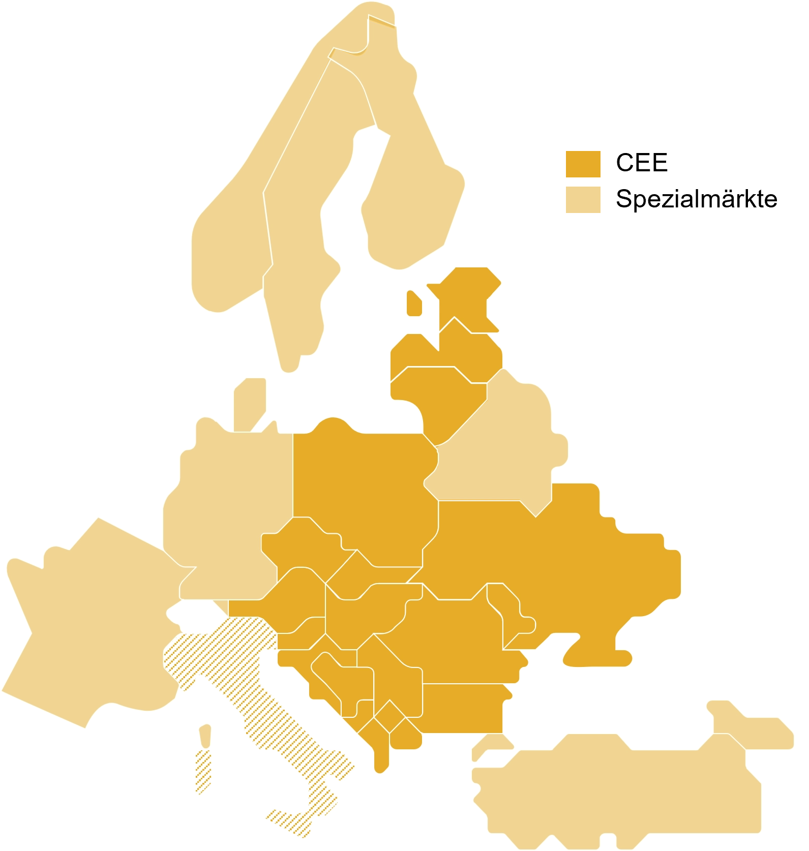 Landkarte der VIG Spezialmärkte CEE