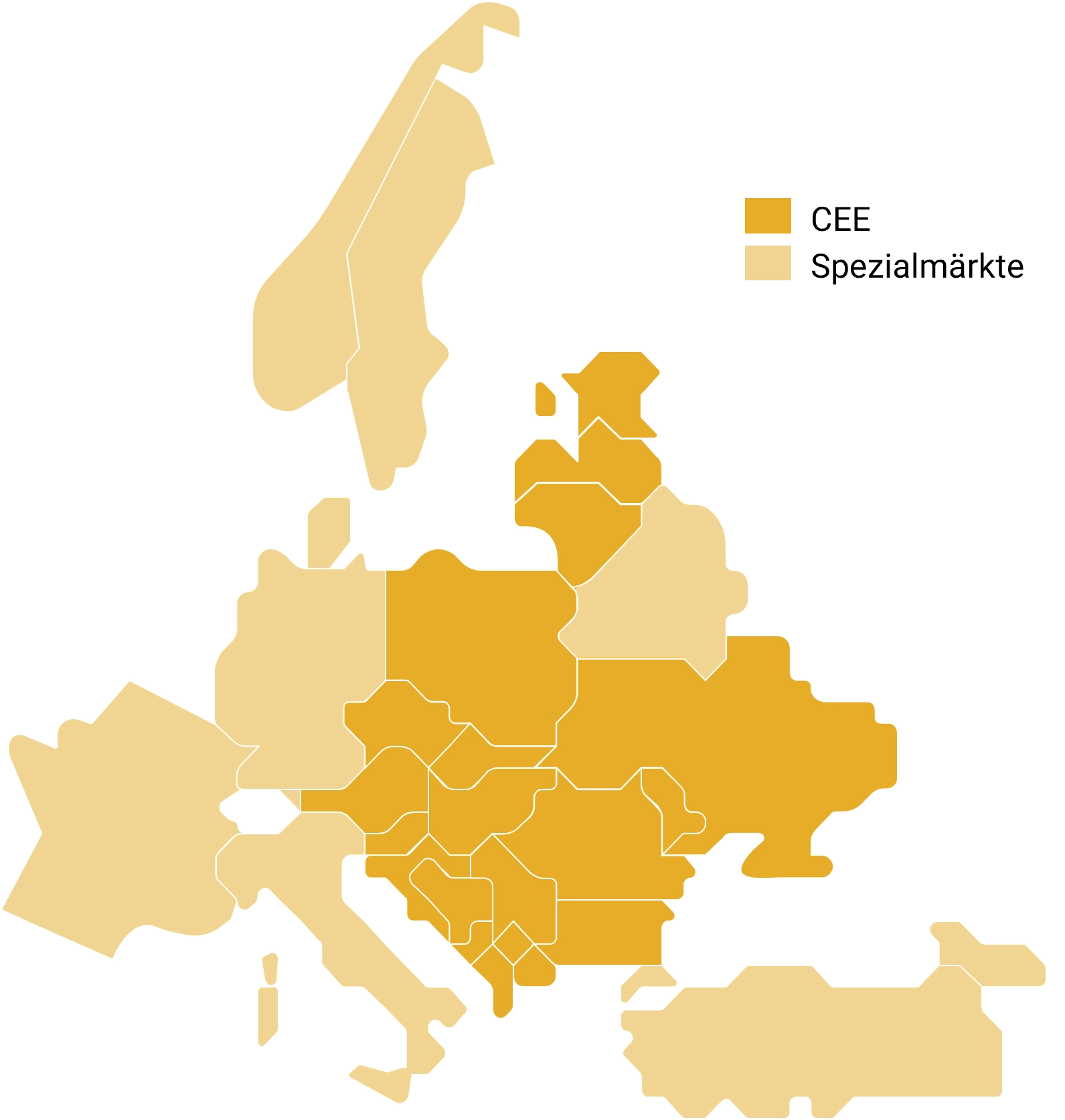 Landkarte der VIG Spezialmärkte CEE