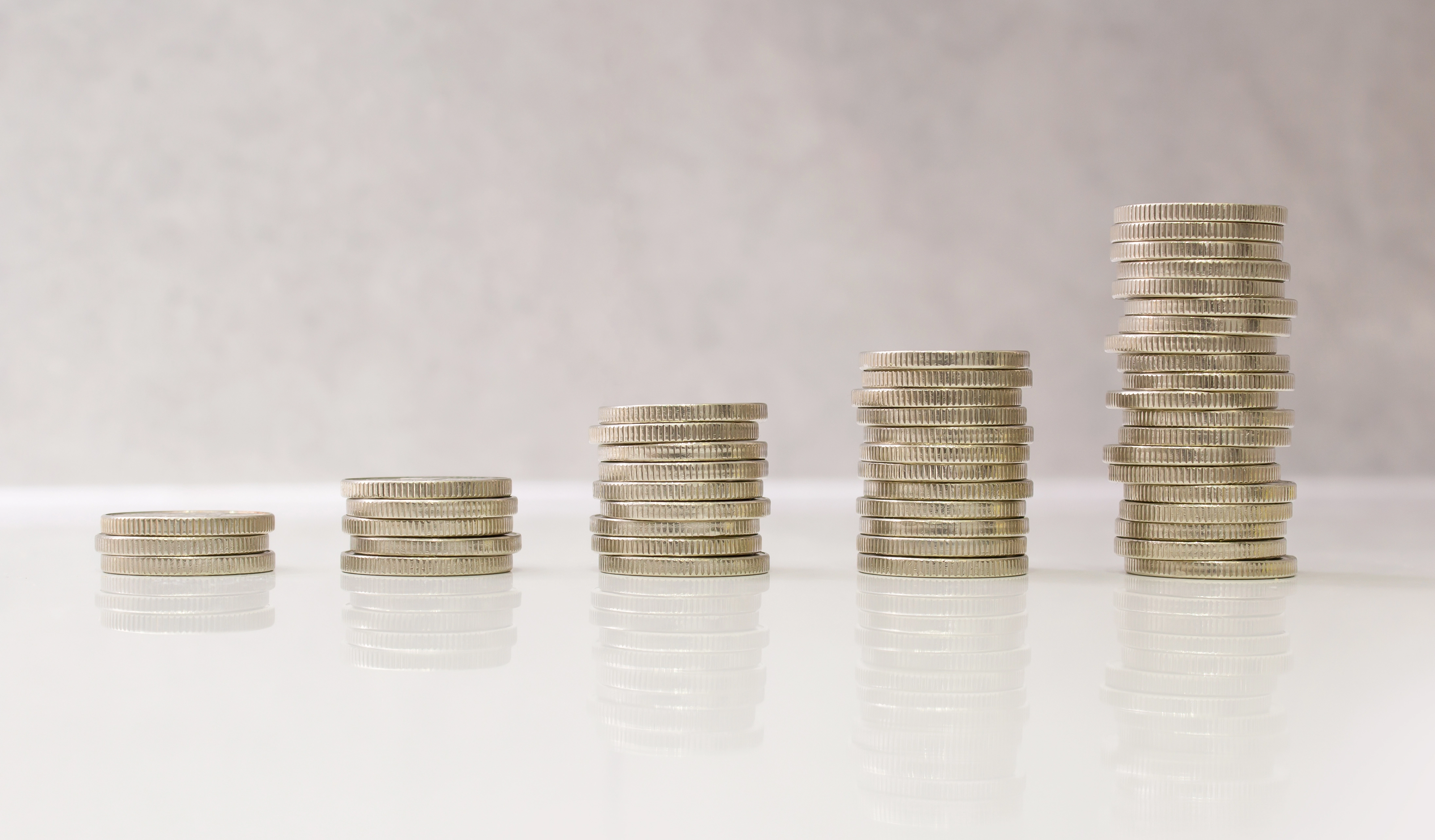 Growing stacks of coins