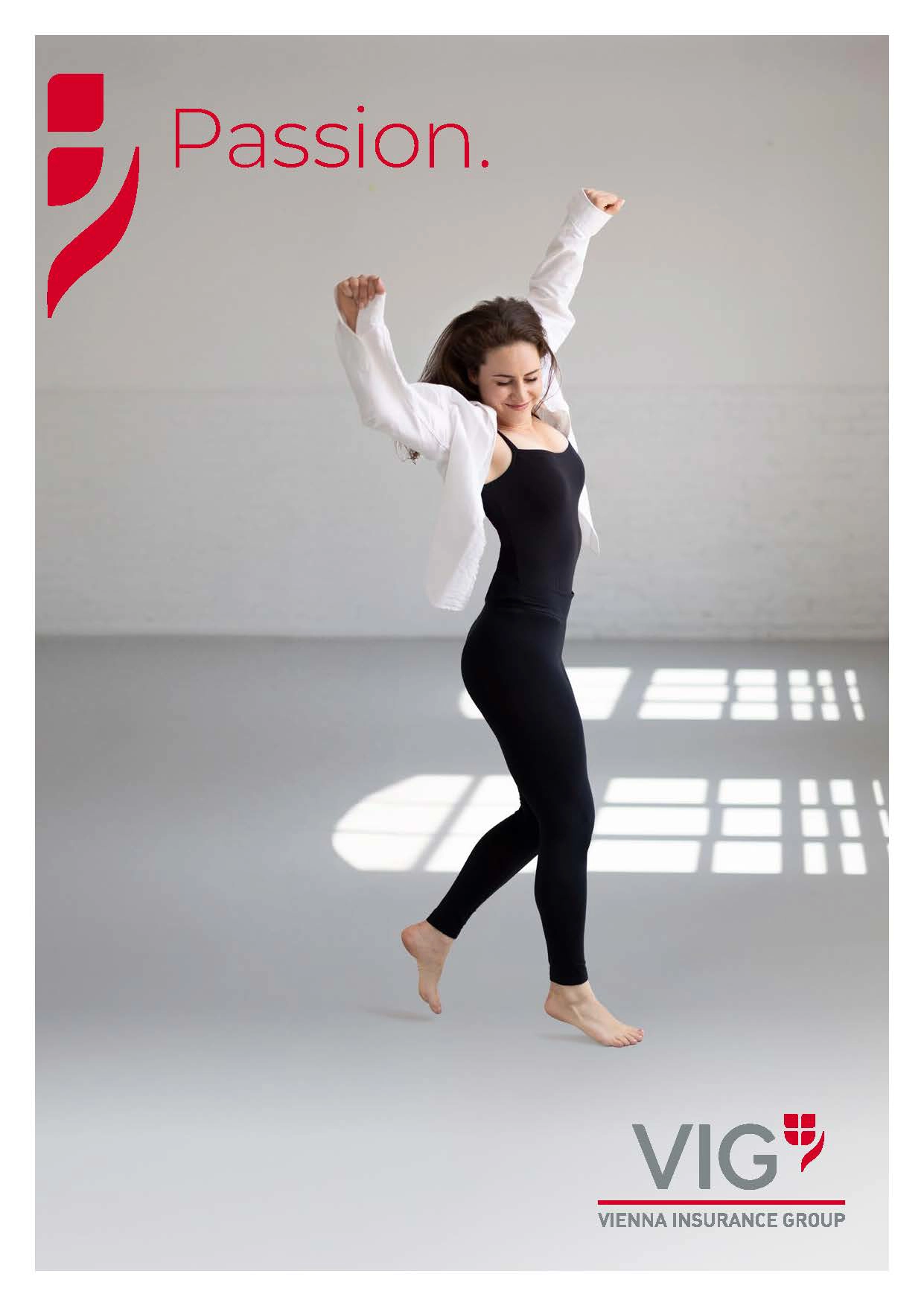 English advertising for VIG's value of passion: A dancer is dancing