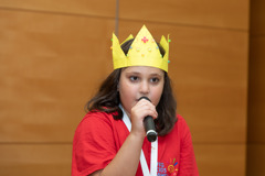 Asked if she was a princess or queen, since she was wearing a crown on her head, Barbare (aged nine) from Georgia answered confidently: "I am a Queen!"