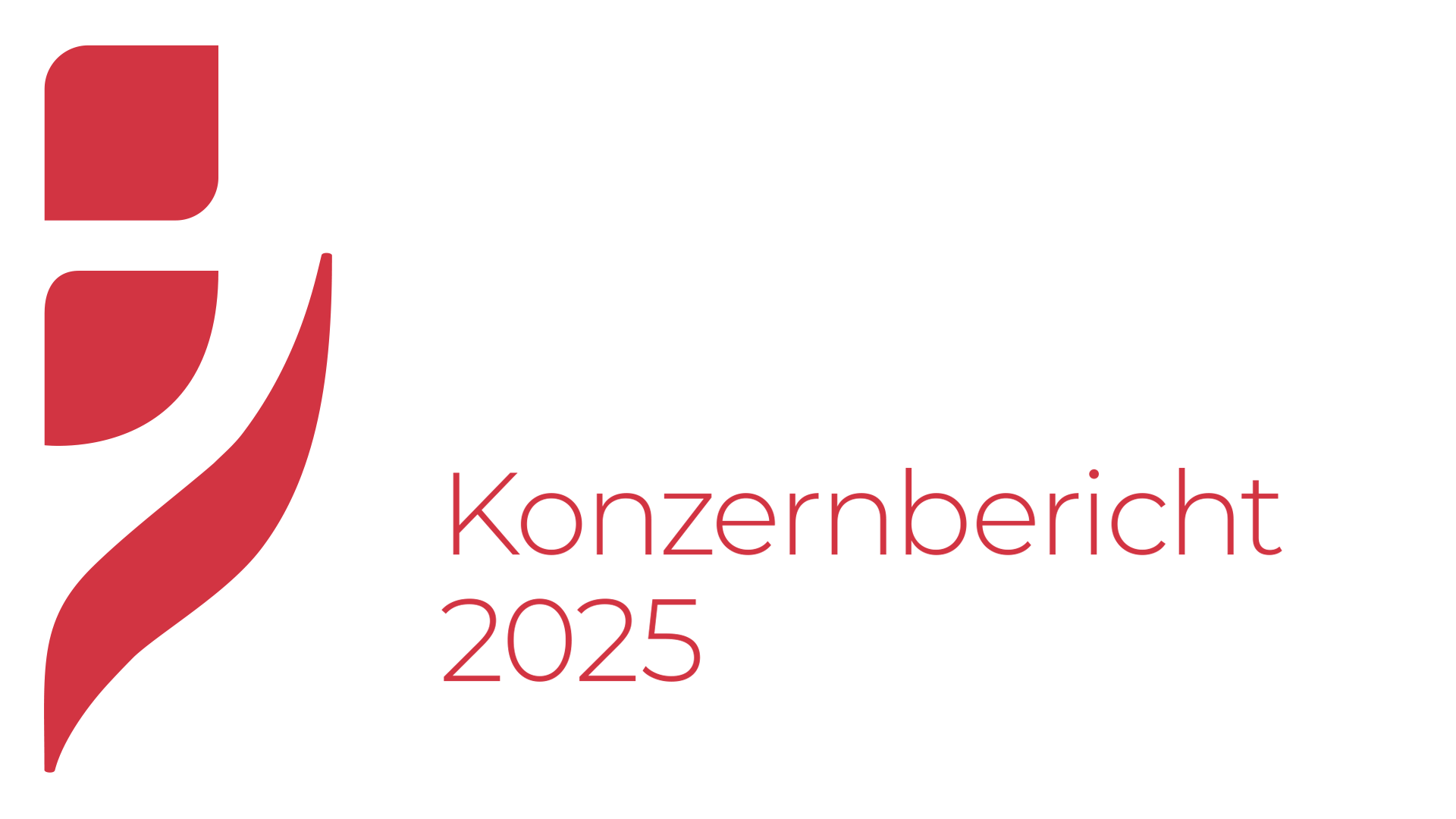 Rote Tulpe mit Text "Konzernbericht 2025"