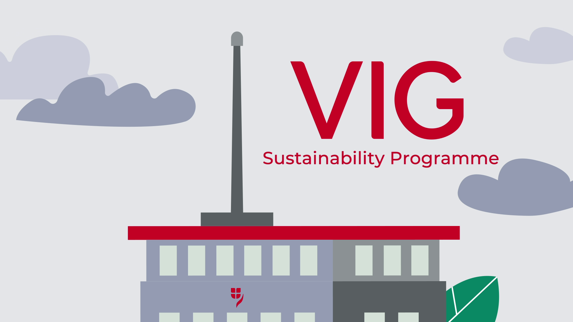 Illustration of the "Ringturm" with ‘VIG Sustainability Programme’ written in red