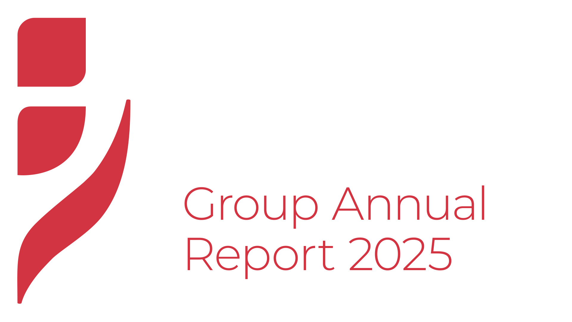 Red tulip and text "Group Annual Report 2025"