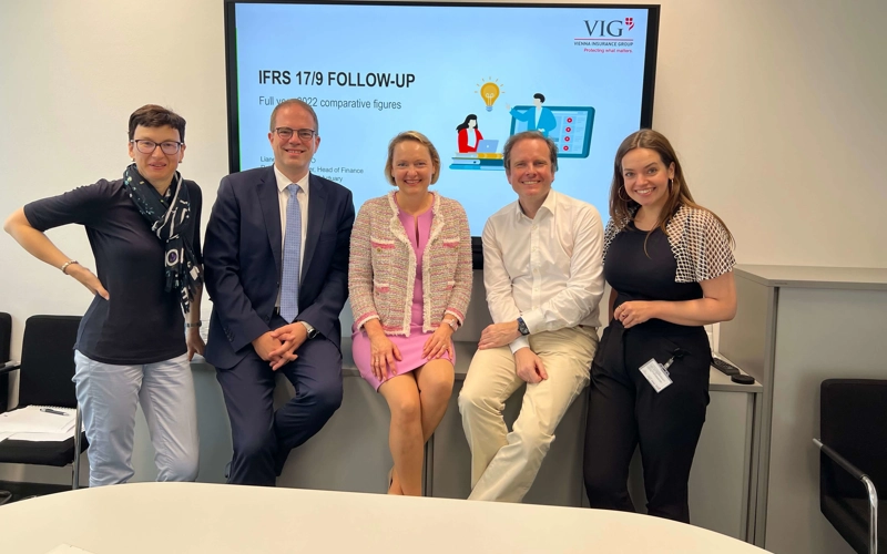 Group picture on the occasion of the IFRS 17/9 Follow-Up. From left to right: Nina Higatzberger-Schwarz, Werner Matula, Liane Hirner, Roland Goldsteiner, Katarzyna Bizon