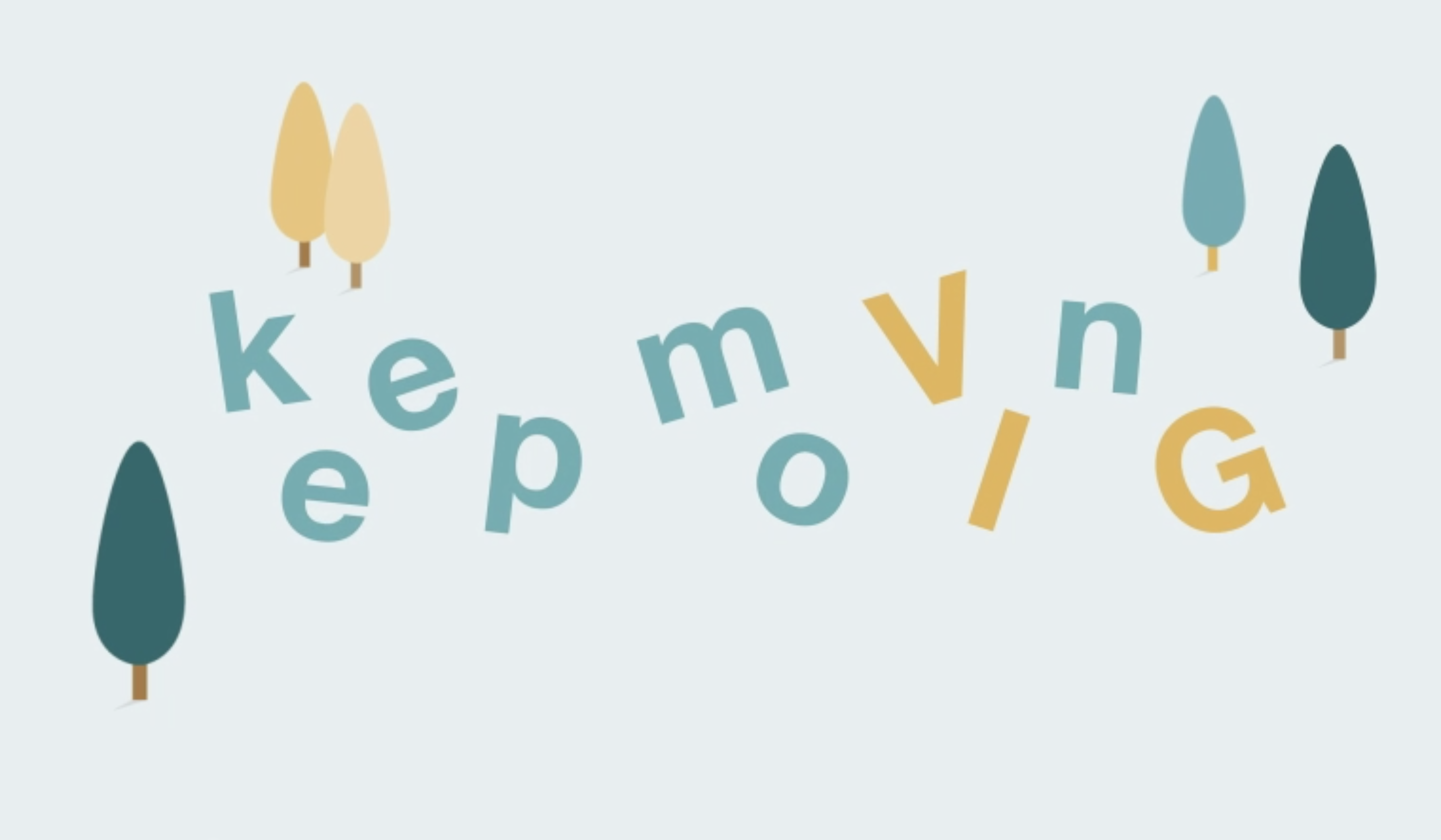 Keepmoving Schriftzug, Animation von Elementen zum Thema Sport
