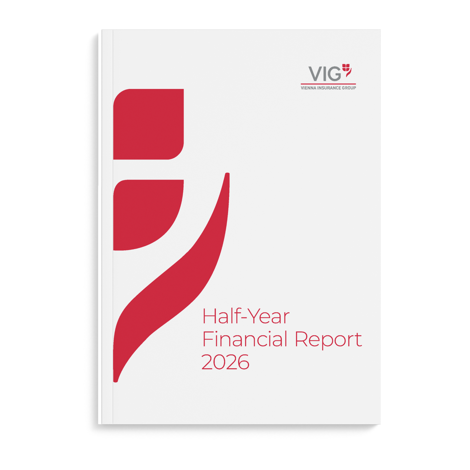 Cover VIG "Half-Year Financial Report 2026"; half a tulip, background in white, text in red
