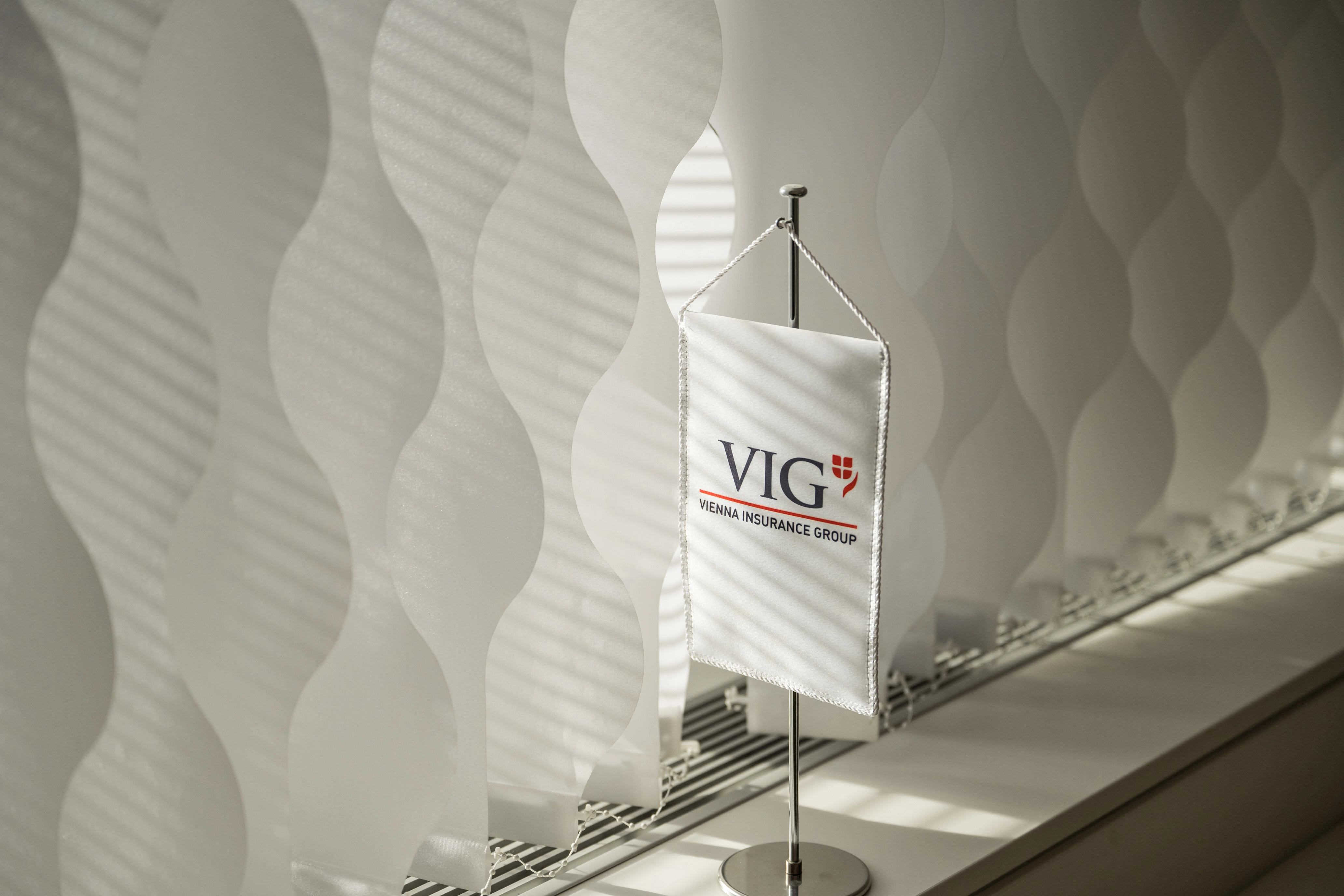 © Jakob Waldhör/kraftwerk Table flag showing the VIG logo